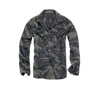 Brandit Hombres Slimfit Senderismo Camisa Manga Larga Militar Ejército Algodón O