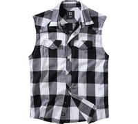 Brandit Camisa de cuadros sin mangas para hombre White/Negro XXL