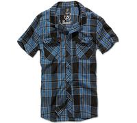 Brandit Camisa Roadstar para hombre, manga corta, algodón franela, índigo a cuadros, talla L