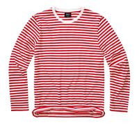 Brandit Camiseta Manga Larga Marinera Rayas Rojo-Blanco Algodón