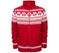 Brandit Cardigan Norweger Cremalleraped Puente Cálido Lana Scandinavian Rojo
