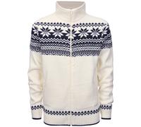 Brandit Cardigan Norweger Scandinavian Puente Cálido Invierno Lana Blanco