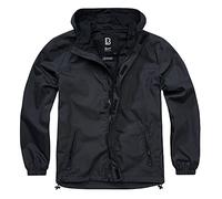 Brandit Chaqueta cortavientos para verano, chaqueta de entrenamiento anorak, talla S a 5XL, Cremallera frontal Ripstop negro, M