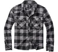 Brandit Check Shirt Check Flannel Hombre Manga Larga Trabajo Negro Carbón Gris