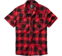 Brandit Checkshirt Camisa de manga corta, negro-rojo, tamaño L para Hombres