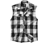 Brandit Checkshirt Sin Mangas Hombre Corte Recto Motocicleta Blanco Negro