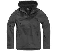 Brandit Clásico Táctico Windbreaker Encapuchado Anorak Hombres Chaqueta Negro