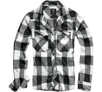 Brandit Clásicos Algodón Franela Trabajo Hombres Camisa Manga Larga Blanco Negro