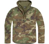 Brandit Ejército Windbreaker Encapuchado Hombres Chaqueta Pescar Anorak Woodland