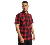 Brandit Half-Sleeve Checked Hombre Camisa Manga Corta Negro/Gris 100% algodón Regular