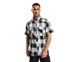 Brandit Half-Sleeve Checked Hombre Camisa Manga Corta Negro/Gris 100% algodón Regular