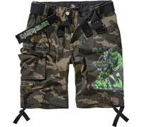 Brandit Iron Maiden Savage The Number of The Beast Cortos, Camuflaje oscuro, Talla XXL