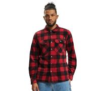 Brandit Jeff Fleece Shirt Long Sleeve, Color: Red/Black, Size: L