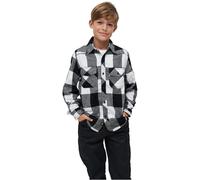 Brandit Kids Check Shirt Long Sleeve, Unisex Adulto, Blanco/Negro, 158