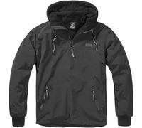 Brandit Lucas Cortaviento Hombre Capucha Soft Shell Chaqueta Caliente Capa Negro