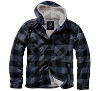 Brandit Lumber Chaqueta Capucha Franela Cálido Ropa De Calle Sudadera Negro/Gris