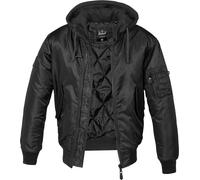 Brandit Chaqueta piloto MA1, cazadora bomber con sudadera y capucha, negro Talla L