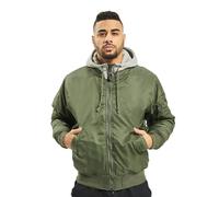 Brandit MA1 Sweat Hooded Jacket, Color: oliv+grey, Size: XL