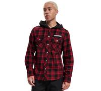 Brandit Maiden Check Shirt Hooded EDDI, Color: dark red+b, Size: 3XL