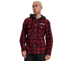 Brandit Maiden Check Shirt Hooded EDDI, color: dark red+b, size: XL