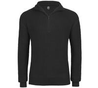 Brandit Marine Pullover Troyer Hombre Media Cremalera Manga Larga Calentar Negro