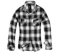 Brandit Mujer Camisa Manga Larga Senderismo Comprobado Con Cuello Negro/Blanco