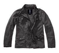 Brandit Niños Britannia Chaqueta Algodón Vintage Abrigo Encapuchado Negro