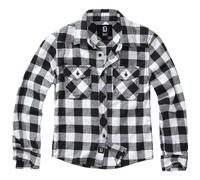 Brandit Niños Comprobar camisa Franela Corte recto Manga larga Blanco/Negro