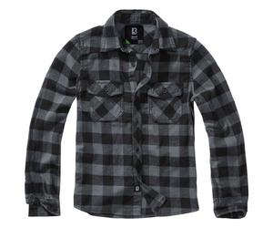 Brandit Niños Comprobar camisa Ligero Franela Corte recto Manga larga Negro/Gris