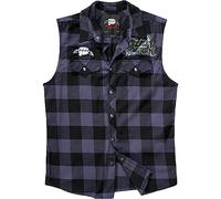 Brandit Ozzy Check Shirt Sleeveless, Color: black-grey-ch, Size: XL