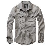Brandit Riley Camisa Vaquera Hombre Clásico Algodón Casual Abotonar Grey Denim
