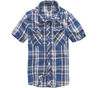 Brandit Roadstar Algodón Compruebe Franela Hombre Manga Corta Camiseta Azul Vela