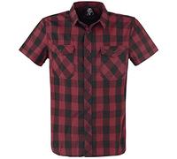 Brandit Roadstar Hombre Camisa Manga Corta Negro/Rojo 100% algodón Regular