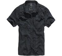 Brandit Roadstar Hombre Comprobado Franela Algodón Camisa Manga Corta Negro Azul