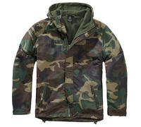 Brandit Rompevientos Cremallera Frontal Excursionismo Encapuchado Woodland Camo