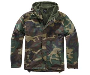 Brandit Rompevientos Cremallera Frontal Excursionismo Encapuchado Woodland Camo