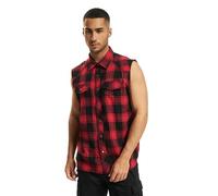 Brandit Sleeveless Checked Hombre Camisa Manga Corta Negro/Gris 100% algodón Regular