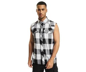 Brandit Sleeveless Checked Hombre Camisa Manga Corta Negro/Gris 100% algodón Regular
