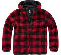 Brandit Teddyfleece Worker Chaqueta, negro-rojo, tamaño 2XL para Hombres