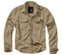 Brandit Vintage Camisa Manga Larga Algodón Hombres Outdoor Táctico Caza Camel