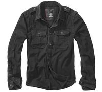 Brandit Vintage Camisa Manga Larga Algodón Hombres Outdoor Táctico Caza Negro