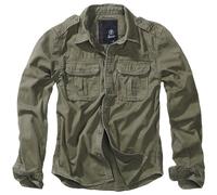 Brandit Vintage Camisa Manga Larga Algodón Hombres Outdoor Táctico Caza Oliva