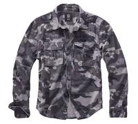 Brandit Vintage Camisa Manga Larga Algodón Hombres Outdoor Táctico Grey Camo