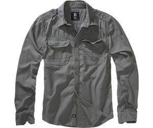Brandit Vintage Longsleeve Camisa, negro-gris, tamaño L para Hombres
