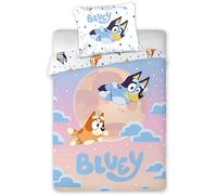 BrandMac Bluey & Bingo - Juego de ropa de cama infantil, funda de edredón de 140 x 200 cm y funda de almohada de 50 x 70 cm, juego de ropa de cama oficial Bluey | Diseño de dibujos animados coloridos