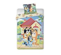 BrandMac Bluey & Family juego de ropa de cama para niños | Funda de edredón de una plaza 140x200 cm con funda de almohada 50x70 cm | Juego de ropa de cama oficial de Bluey | Diseño de dibujos animados