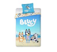 BrandMac Bluey - Juego de funda nórdica de 140 x 200 cm con funda de almohada de 50 x 70 cm | Juego de cama oficial Bluey | Dibujos animados azul para camas individuales de niños