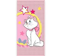 BrandMac Disney Aristocats Marie - Toalla de playa y baño de 70 x 140 cm, 100 % algodón, toalla de baño y natación para niños, suave y absorbente, diseño floral rosa "Marie", ideal para playa, baño y