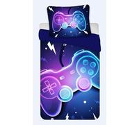 Brandmac Juego de cama Gamer 100% algodón, funda nórdica de 140 x 200 cm + funda de almohada de 65 x 65 cm, Gaming, videojuegos
