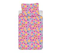 BrandMac - Juego de funda nórdica de 140 x 200 cm y funda de almohada de 65 x 65 cm, diseño de patrulla con Stella y Everest, color rosa